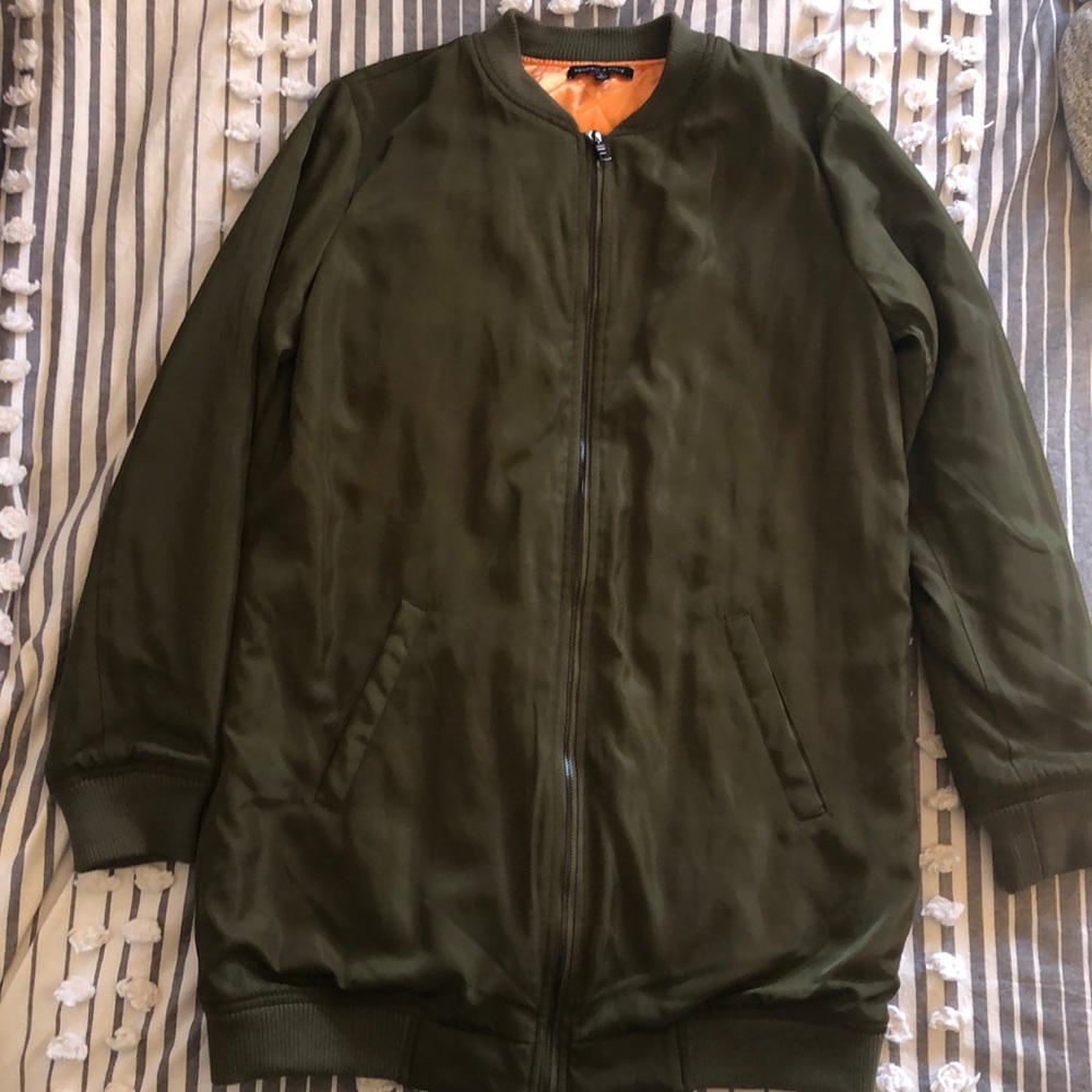 Long Army Green Bomber Jacket